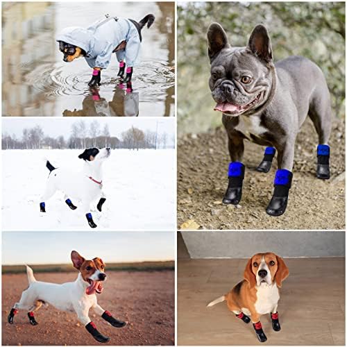מגפי כלבים inoveltyx נעליים נעליים שלל כלבים מגן כפות עם מדרכה חמה סולית החלקה רכה עמיד למים, רצועות מתכווננות,