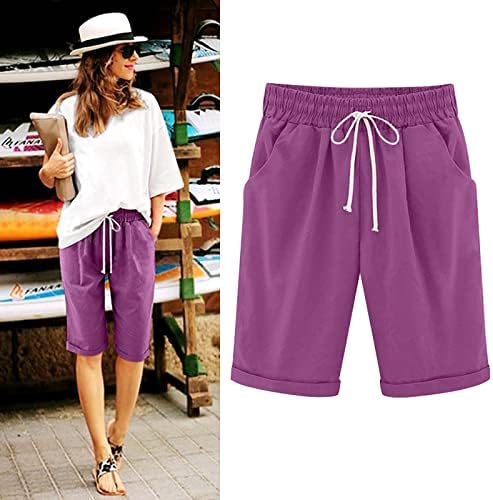 מכנסי קיץ נשים פלוס מכנסיים קצרים במותניים גבוהים עם אימון חוף טרקלין כיס חמש נקודות מכנסיים פעילות גופנית