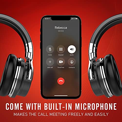 Qisebin E7 אוזניות מבטלות רעש אלחוטיות, מעל אוזניות Bluetooth באוזן התואמות ל- iOS & Android-מיקרופון