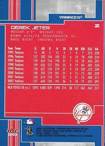 2003 Fleer Ultra 2 Derek Jeter NM-Mt New York Yankees Officailly מורשה כרטיס מסחר בייסבול MLB