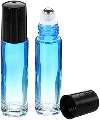 בקבוקי רולר של 10 מל פטיקיל, 2 כדורי רולר שמן אתרים של 2 חבילה עם מכסה כיסוי מפלסטיק מכולות, כחול
