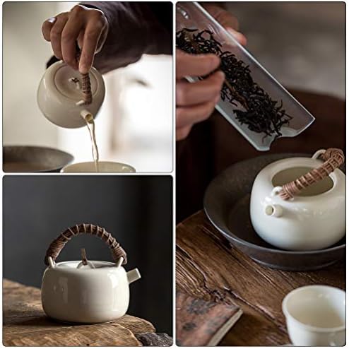 Cabilock Retro Decor Ceramic Teakote תה לבן קומקום חרסינה קומקום רטרו רטרו סינית כלי תה סיני כיריים