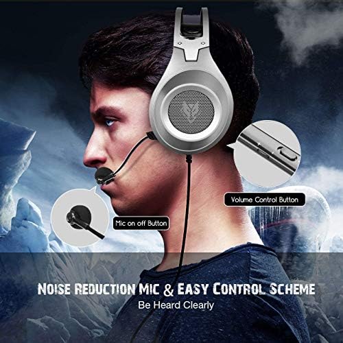 אוזניות משחק Nubwo N2 עבור PS4, Xbox One, מתג Nintendo עם מיקרופון מבטל רעש, על אוזניות קוויות מיקרופון
