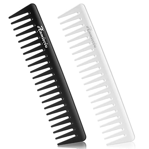 מסרק שיניים רחב של 2 PCS ומסרק שיער גדול מתנתק, מסרקי שיער עמידים, מתאימים לשיער מתולתל, שיער