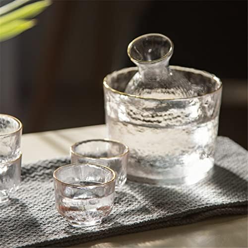 Yxbdn SAKE יפני סט דפוס פטיש זכוכית כוס זהב כוס יין כוס חמה יותר טקילה סיר ויסקי סט יין יין