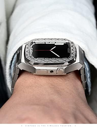 ערכת שינוי בולסה לוחית מתכתית עבור Apple Watch 8 7 6 5 4 42 ממ 44 ממ 45 ממ מסגרת שעון מסגרת מתכת החלפת רצועת