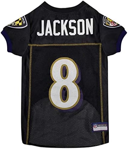 חיות מחמד ראשונות ב- NFLPA חיות מחמד: למאר ג'קסון מס '8 - NFL Baltimore Ravens Dog & Cat Mesh Jersey, גודל: