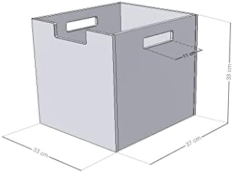 Benlemi Box אחסון עץ דגם 2 - עם ידיות - לבן - 33 x 33 x 37 סמ