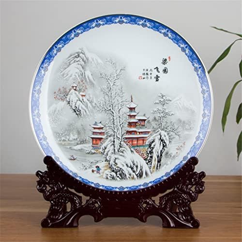 צלחת קרמיקה של TJLSS מסורתית בסגנון סיני סצנת שלג חרסינה חרסינה מוטופית למלון סלון