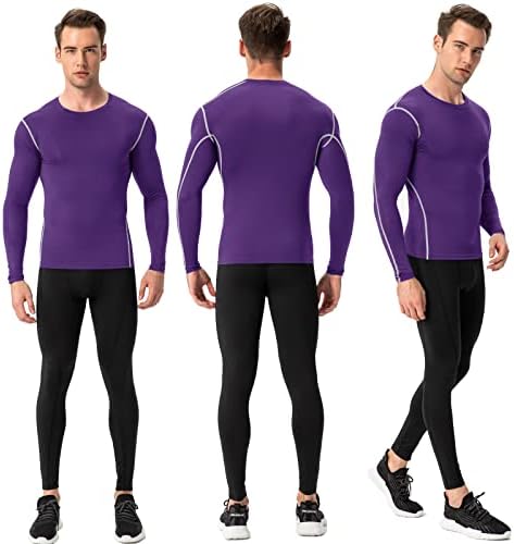 גברים של דחיסת חולצות ארוך שרוול, פעיל אימון ריצה חולצה למעלה מגניב יבש קל משקל ספורט בסיס-שכבה