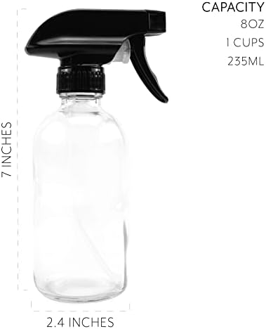 מותגי קרני שפע בקבוקי ריסוס זכוכית שקופה 8 אונקיות; בקבוקים עגולים של בוסטון עם מרססים כבדים שחורים