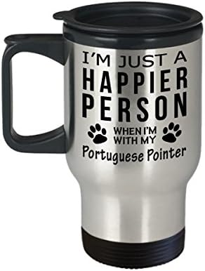 חובב כלבים טיול ספל קפה - אדם מאושר יותר עם מצביע פורטוגזי - מתנות הצלה בעלים
