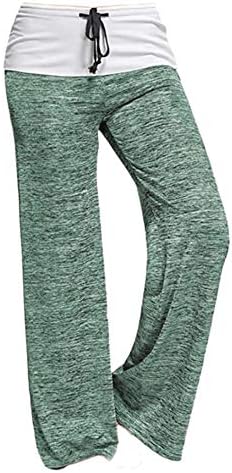 Andongnywell Women's Comfy מותניים גבוהים מזדמנים רופפים מכנסי טרקלין רחבים