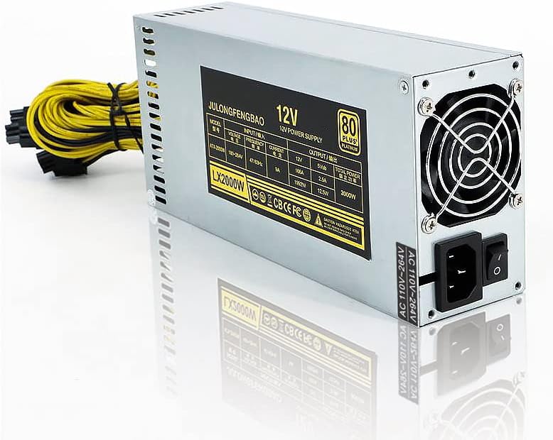 אספקת חשמל לכרייה של 2000W, 110V-264V BTC 2U עוצמת כרייה מודולרית של ערוץ יחיד, PC POWER PSU עבור 8 GPU ETH/BTC