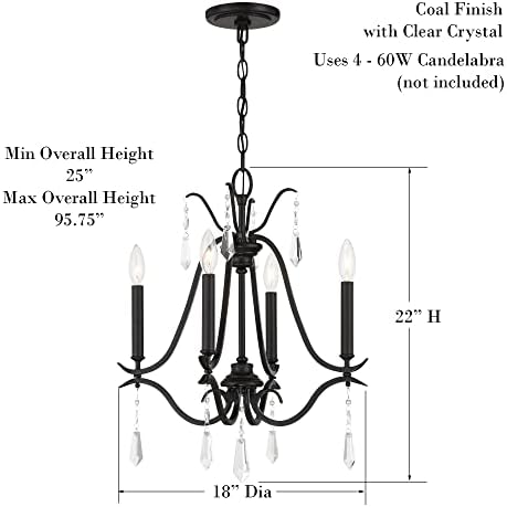 מינקה לייברי 4444-582 אחוזת לורל קריסטל מיני נברשת תאורה, 4 אור 240 וואט, 22 H x 18 W, בריו זהב