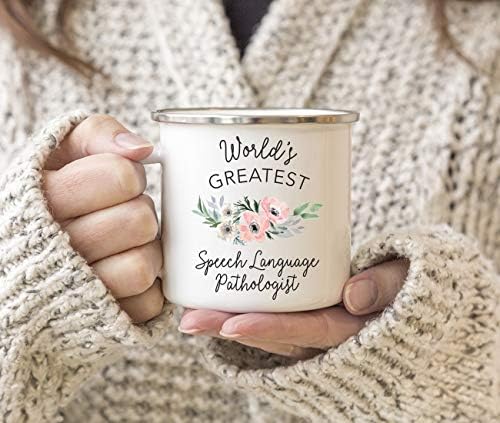 עיתונות אנדז 11 עוז. נירוסטה מדורה קפה ספל מתנה עבור נשים, הגדול בעולם דיבור שפה פתולוג ספל, בוהמי ורוד