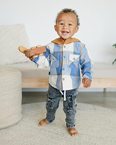 פעוטות תינוק ילד מעיל עם בגדי לבד עם שרוול ארוך כפתור למטה חולצות משובצות ז'קט קפוצ'ון מזדמן עם כיסים