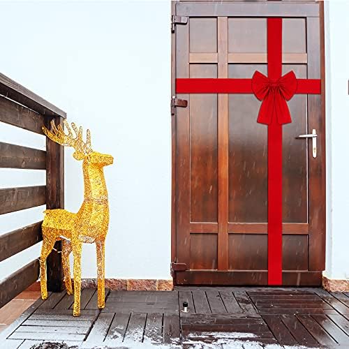 ארון חג המולד של ווילבונד דלת סרט קשת קשת אדום קשת אדום זר חג חג המולד קשת עץ חג המולד קשת פסטיבל קישוטי קישוטי