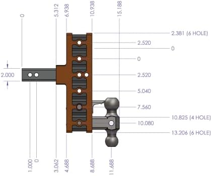 Gen-y Hitch GH-224 ירידה מתכווננת עם הרכבה ופינטל, טיפה בגודל 5 אינץ '