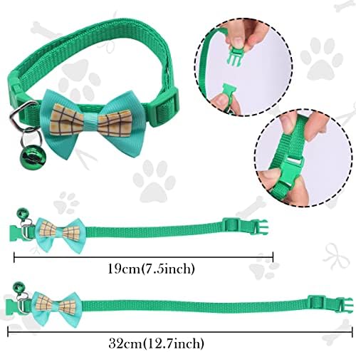 Wepetyo 5 חבילה צווארוני כלבים עם עניבת פרפר ופעמונים, צווארון קשת כלבים מתכווננת לצווארון לחיות