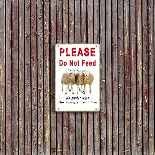 בבקשה אל תאכילו לא משנה מה הכבשים יגידו לכם שלט פח , תמונת פח מצחיקה, לוח מתכת צבוע ברזל וינטג