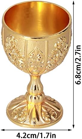 2 יחידות זהב גביע כוס, בציר מתכת מובלט יין כוס בעבודת יד קצר יין גביע מובלט יין ליקר כוס ירה זכוכית עבור בית בר