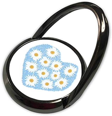 3drose cherylsart Hearts - ציור יפה של פרחי דייזי לבנים על כחול מסודר בצורת לב - טבעת טלפון