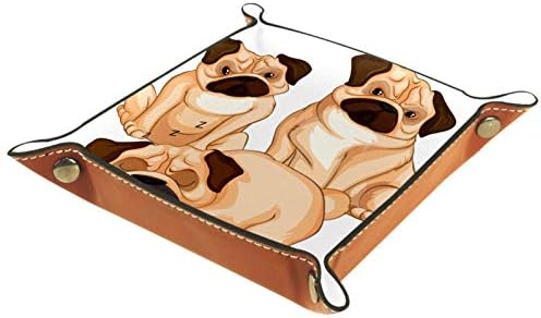 Lyetny שלושה כלבי פאג על רקע לבן מארגן מגש אחסון קופסת מיטה ליד המגש שולחן עבודה קאדי החלפת