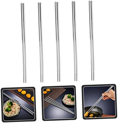 Yarnow 10 זוגות מתנות כלי שולחן מתכת מטגנים פלדה חמה מטגנים חוזרים ונשנים מקלות אכילה לא יפניים