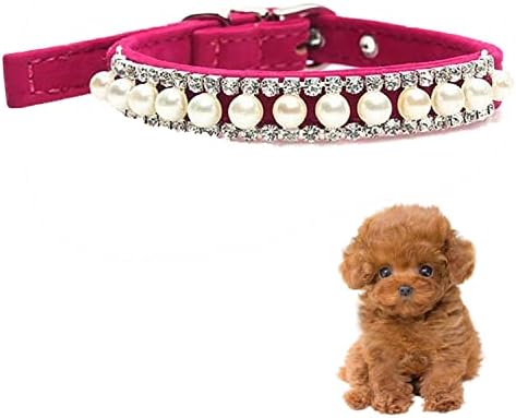 צווארון כלבי עור מגולגל - צווארון כלב פנינה - עיצוב יהלומים צווארון כלבים אבני חנן אבזם מתכוונן