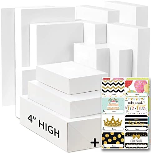 מסיבה מצחיקה 12 קופסאות גלישת מתנה לבנות בגודל לבן עם מכסים ו 80 מדבקות שונות של יום הולדת לחולי יום הולדת