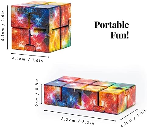 JKT Solutions Filedget Infinity Cube - צעצועים להקלה על מתח, צעצוע חושי קובייה חמודה, משחק קשקש לילדים, מבוגרים