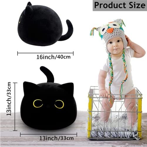 15.7 ב שחור חתול בפלאש צעצוע שחור חתול כרית, רך בפלאש בובת חתול כרית, ממולא בעלי החיים בפלאש כרית