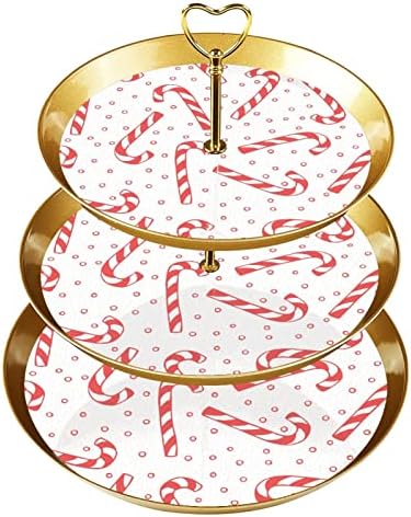 Dragonbtu 3 דוכן קאפקייקס שכבה עם מוט זהב מוט פלסטיק קינוח מגד מגד מגריה חג המולד דפוס ממתקים תצוגת
