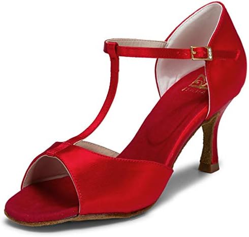 Jiajia 20511 סנדלי סאטן נשים עקב התרחבות נעלי סלסה לטינית נעלי ריקוד