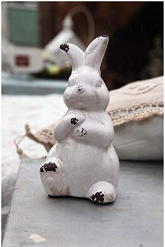 Realideas עתיק ארנב ארנב ארנב ארנב ארנב פסחית קישוט קפיצי פסחא עם קישוט מדף פסלון כפרי במצוקה.