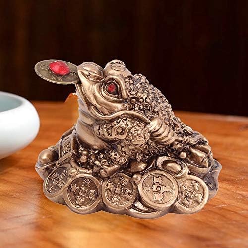Mntt feng shui מטבע מטבע צפרדע, מתנות מזל קישוטי קישוט שולחן קרפדה זהב לבית מושך עושר