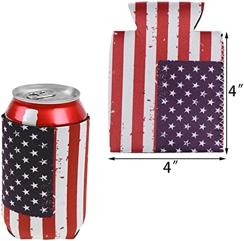 16 יח 'דגל אמריקאי בירה בירה פחית קירור 17 גרם יום העצמאות מתקפל כיסוי סודה מתקפל כיסוי קירור שרוולי סובלימציה