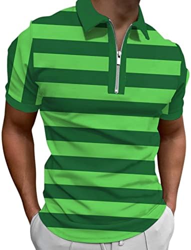 XXBR Mens Zipper חולצות פולו שרוול קצר פס קיץ הדפס טניס טניס צווארון טופ טופ חולצת גולף ספורט ספורט