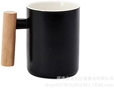 Nc 简约 复古木柄 陶瓷杯 创意 马克杯 磨 砂水杯 咖啡杯子 节日 活动 礼品 定制