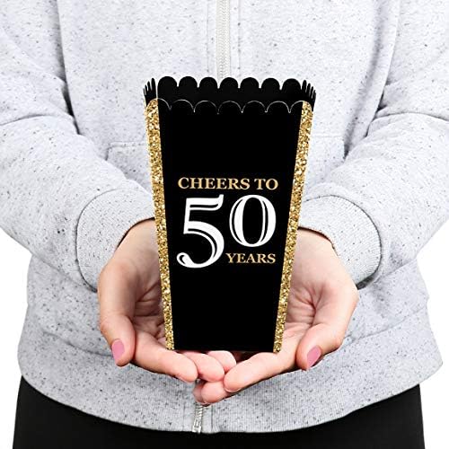 יום הולדת 50 למבוגרים - זהב - מסיבת יום הולדת לטובת פופקורן פינוק קופסאות - סט של 12