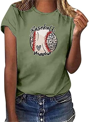 נשים של קיץ חולצות, בייסבול גרפי טיז חמוד בייסבול מודפס קיץ קצר שרוול חולצה מזדמן ספורט חולצות