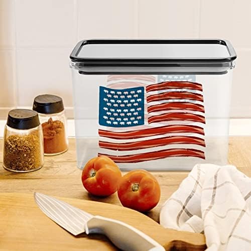 בייקון ארהב דגל אחסון מכולות ברור פלסטיק תיבת עם מכסים לשימוש חוזר פחי מטבח דגנים חטיפים יבש מזון