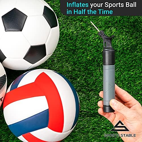 משאבת כדור יציבה לספורט עם 5 מחטים דוחפות ומשיכה מכשיר אינפלציה לכדורסל, כדורגל, כדור כדורגל, כדורעף וכדורי