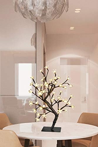 עץ פריחת דובדבן קלנצ'י 17.7 אינץ '48lt לבן בהיר לבן עם מתאם לחתונה בחדר השינה המרכזי ביתי מקורה
