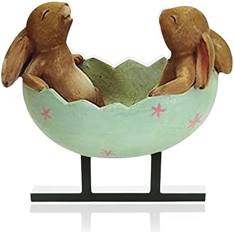 קישוטי שולחן עץ של ארנב פסחא קישוטי חתיכת ביצה קישוטי צוד ביצה עריסת חג הפסחא אביב קישוט חג הפסחא וינטג