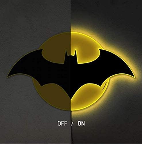 קומיקס ליגת הצדק באטמן מנורת שולחן מנורת לילה עם הילה זוהרת הניתנת להרכבה עד 3 אורות קיר מוארים