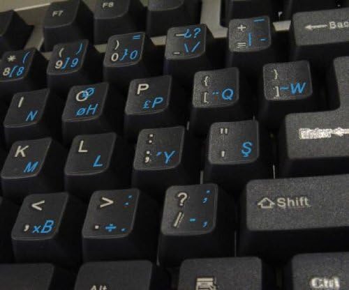 מדבקת מקלדת F טורקית עם אותיות כחולות על רקע שקוף לשולחן עבודה, מחשב נייד ומחברת