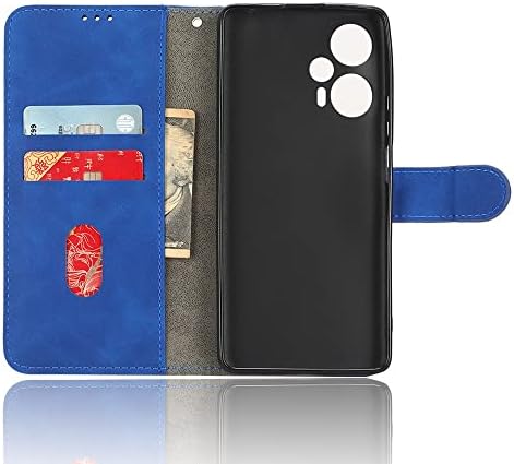 נרתיק מגן התואם ל- Xiaomi Redmi Note 12 טורבו מארז, מארז טלפוני עור הפוך PU עם מחזיק כרטיסי אשראי רצועת