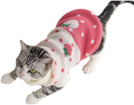 בגדי חיות מחמד, סוודר חתולים חורף בגדי גור חמים תות סרוג גולש גולש גולש סוודרים לחתולים חתלתול גור גור